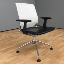 Vitra Alu Meda Bürostuhl - Leder Sitz schwarz - Netzrücken weiß