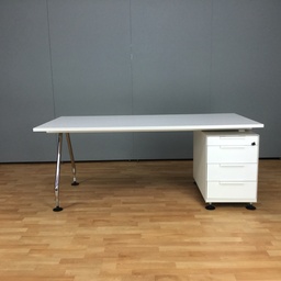 [56371] Vitra Ad Hoc Schreibtisch mit Container weiß 160x90cm